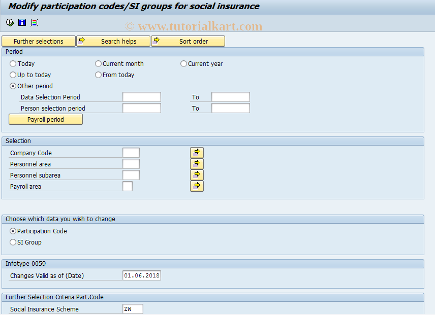 SAP TCode PC00_M05_CHSV - Change of Particip. Codes/SI Groups