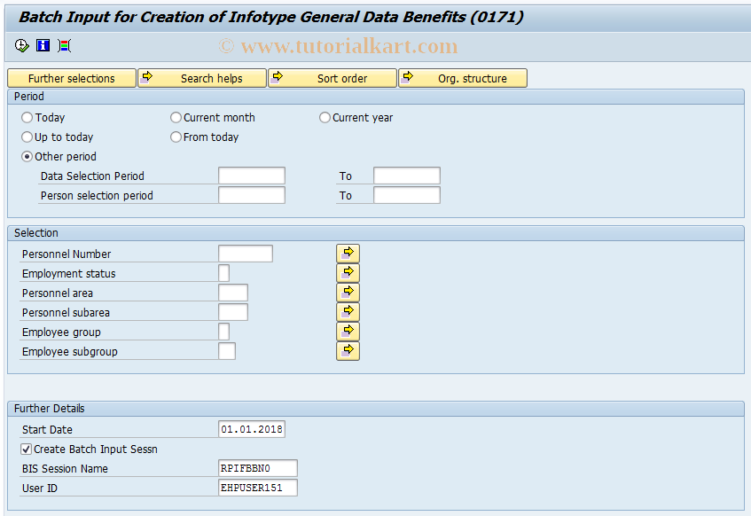 SAP TCode PC00_M05_IFBB - BMI for Creation of IT0171
