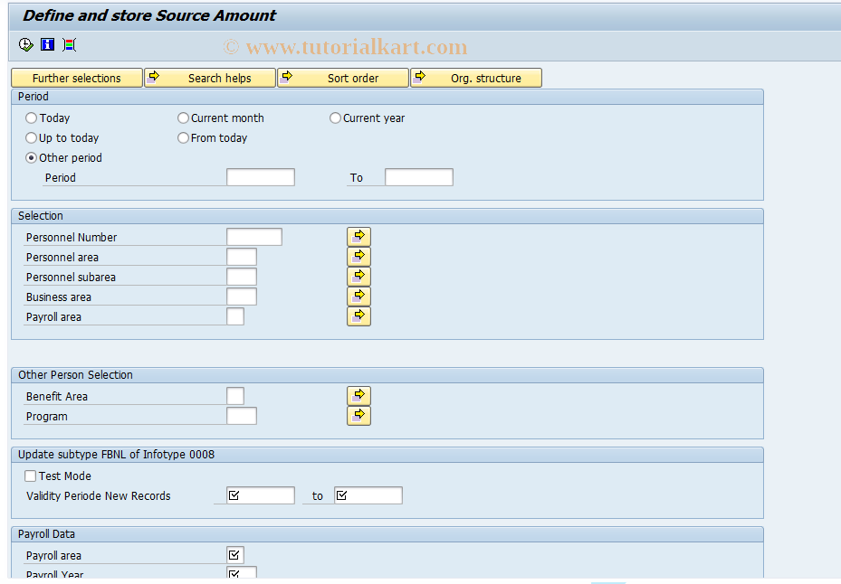 SAP TCode PC00_M05_IFBL - Determination and Saving Source Amounts