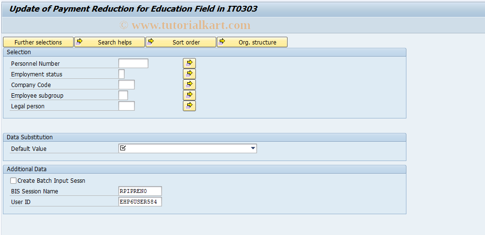 SAP TCode PC00_M05_IPRE - Update of Payment Reduction
