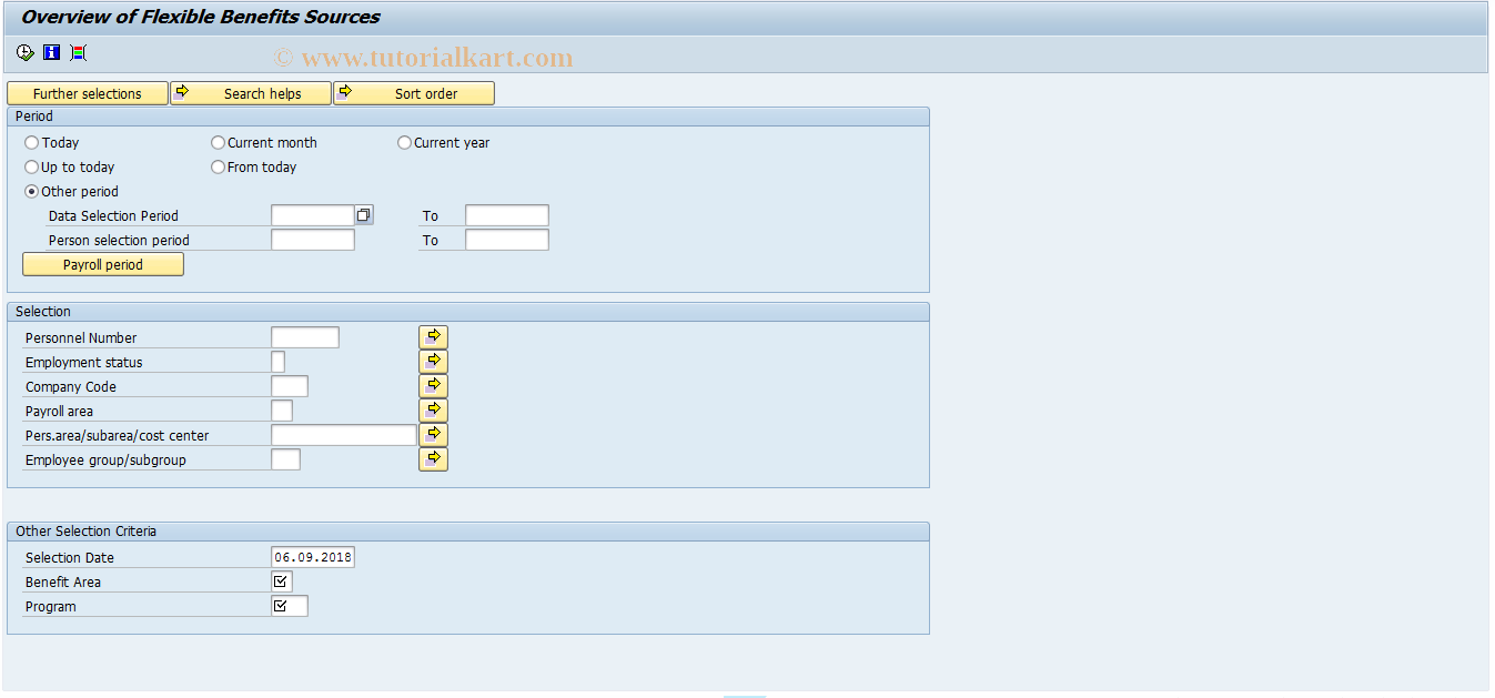 SAP TCode PC00_M05_LFBS - Overview of Flexible Benefits Source