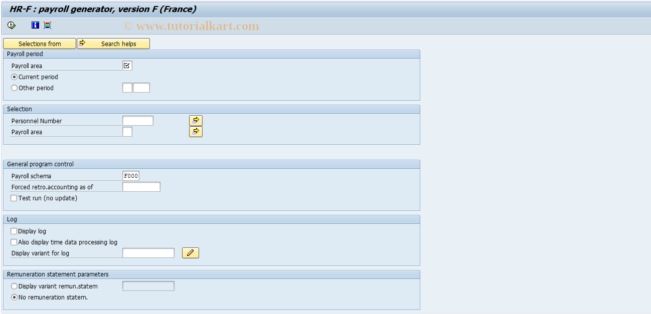 SAP TCode PC00_M06_CALC - Payroll France