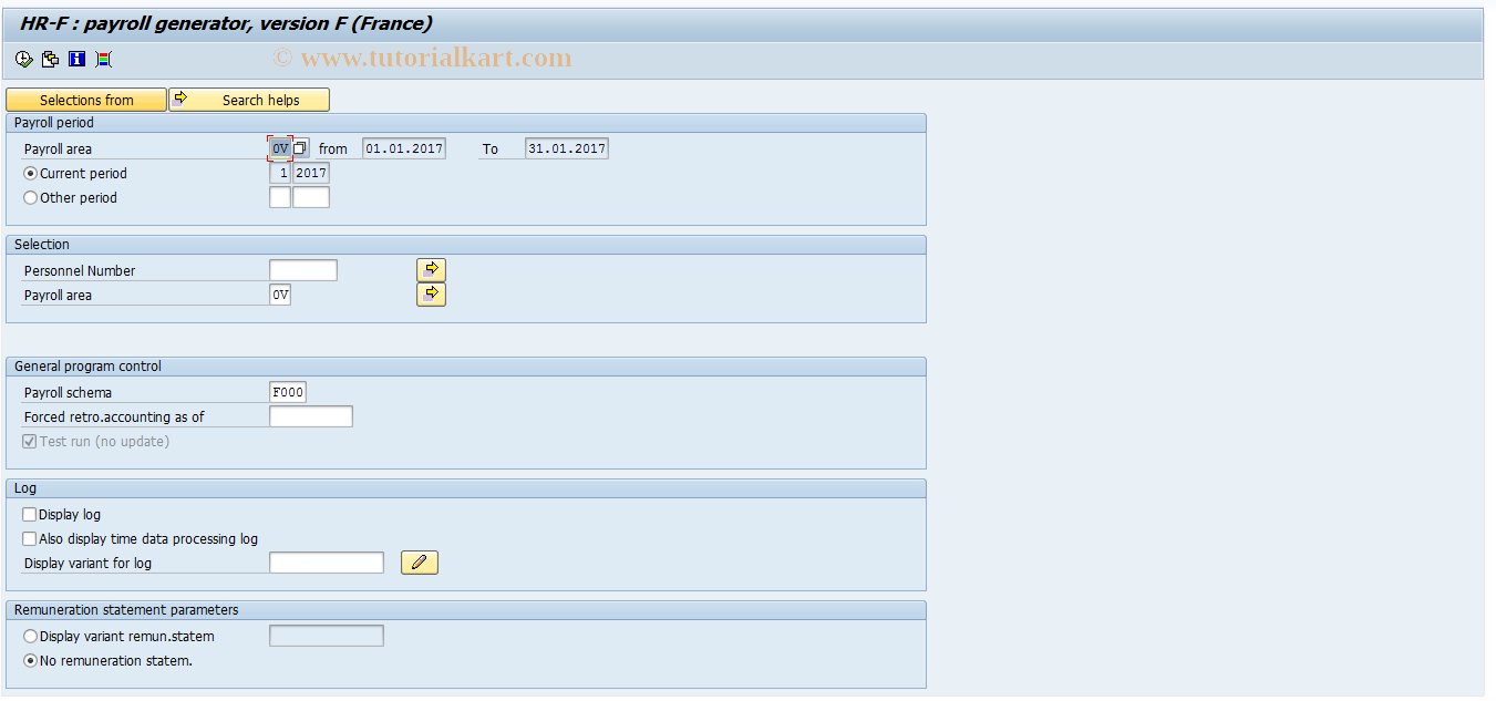 SAP TCode PC00_M06_CALC_SIMU - Payroll Simulation (France)