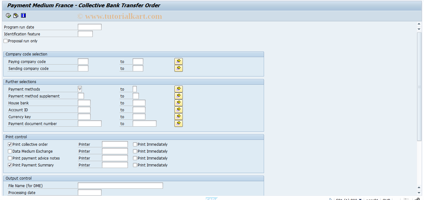 SAP TCode PC00_M06_FFOT - Payroll transfer - first DME