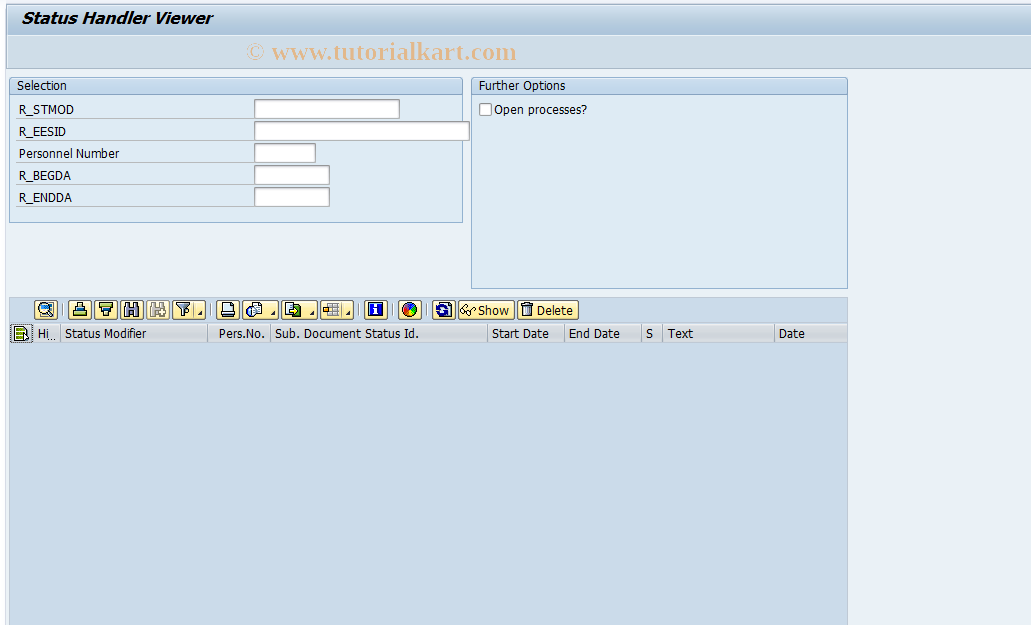 SAP TCode PC00_M06_HDL - Document status manager