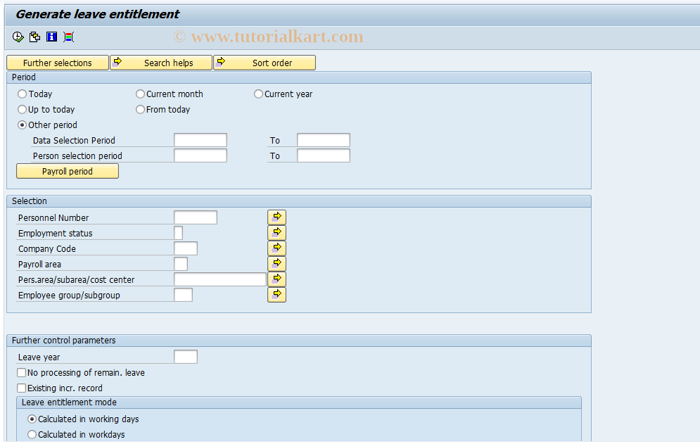 SAP TCode PC00_M06_ILVA - Create annual leave