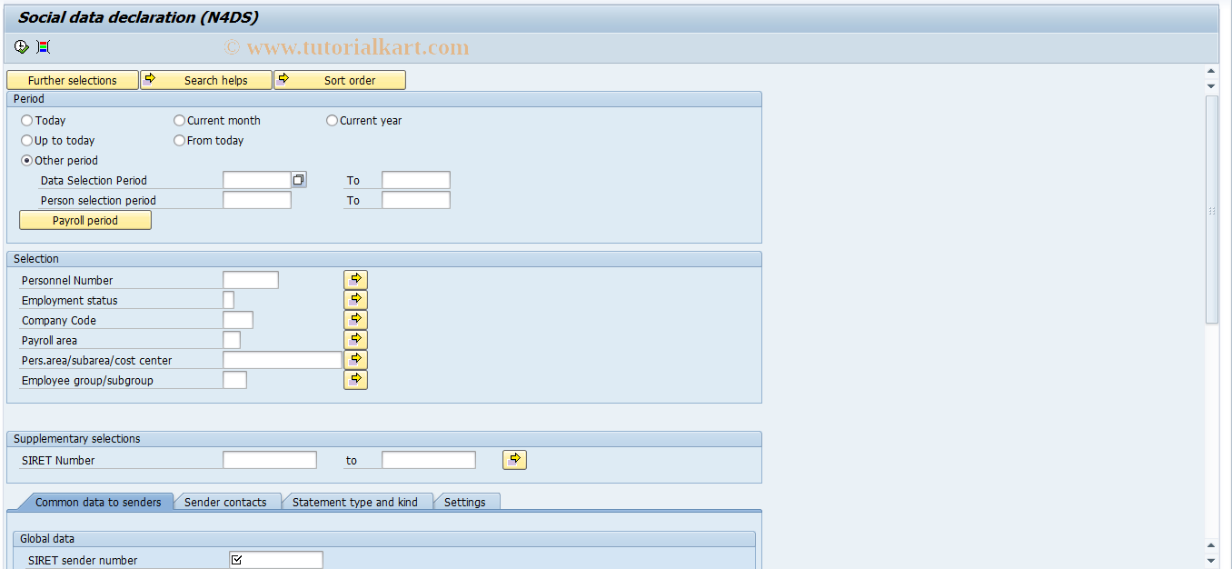 SAP TCode PC00_M06_L4DS - Social data declaration (N4DS)