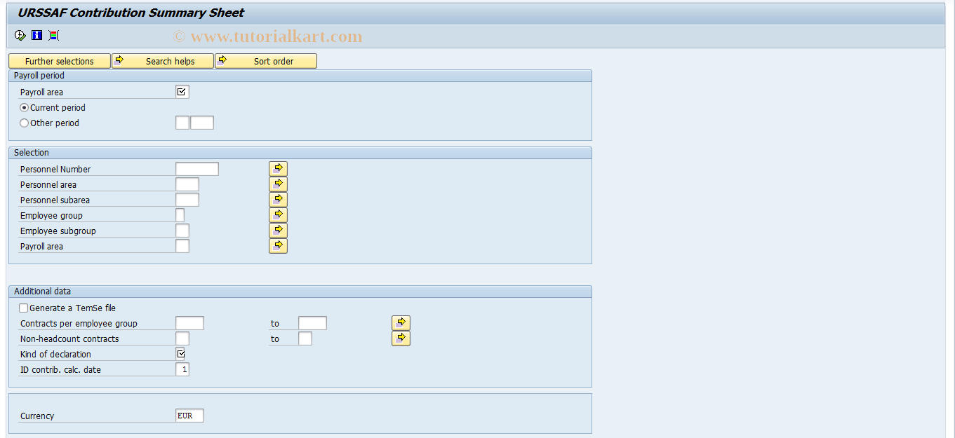 SAP TCode PC00_M06_LBRC - Social insurance summary URSSAF