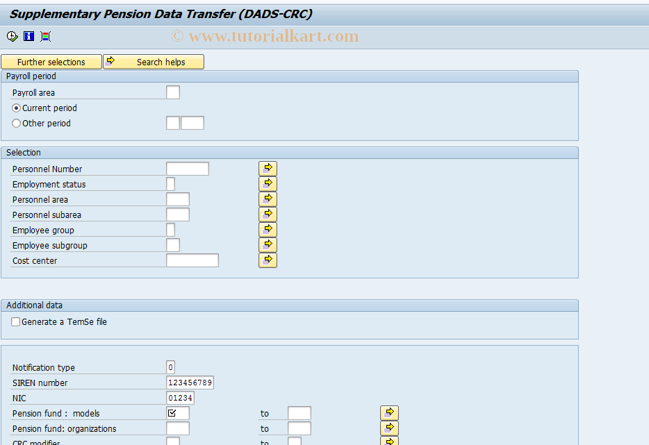 SAP TCode PC00_M06_LCRC - DADS suppl.pens. fnd