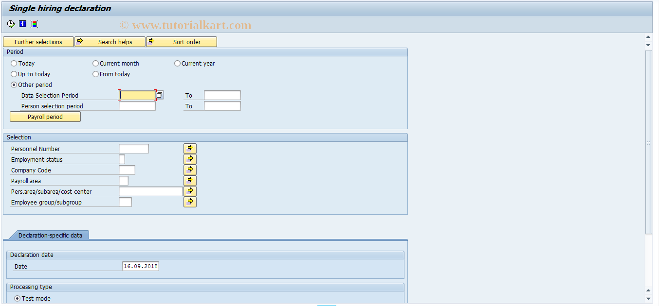 SAP TCode PC00_M06_LDUE - Single hiring declaration