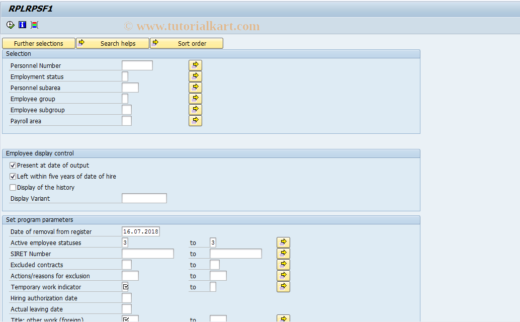 SAP TCode PC00_M06_LRPS - Employee register