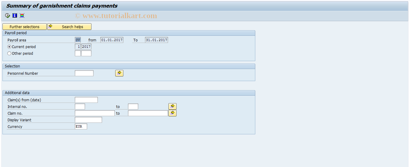 SAP TCode PC00_M06_LSA2 - Garnishment - Overview