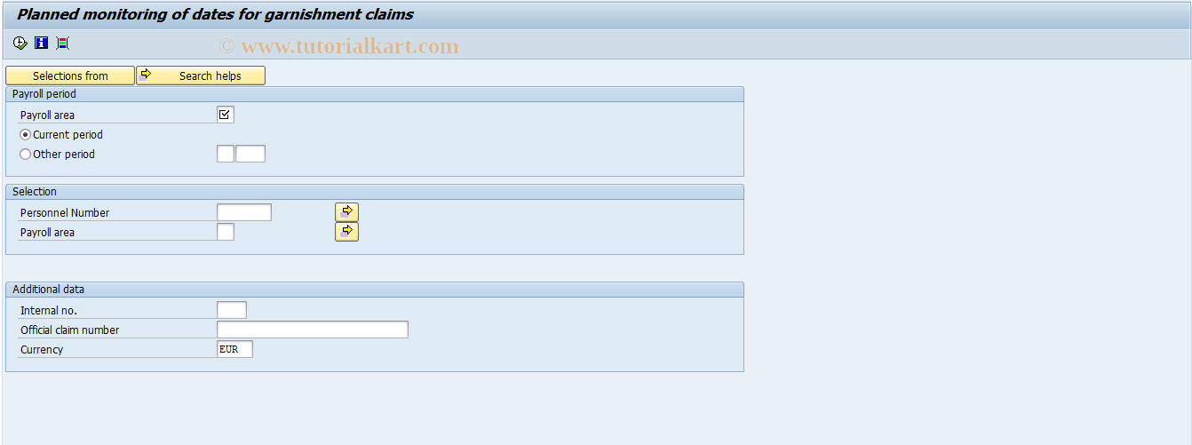 SAP TCode PC00_M06_LSA3 - Garnishmt: Date Monitoring