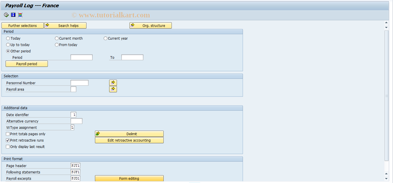 SAP TCode PC00_M06_RPCLJNF9 - Payroll Journal France