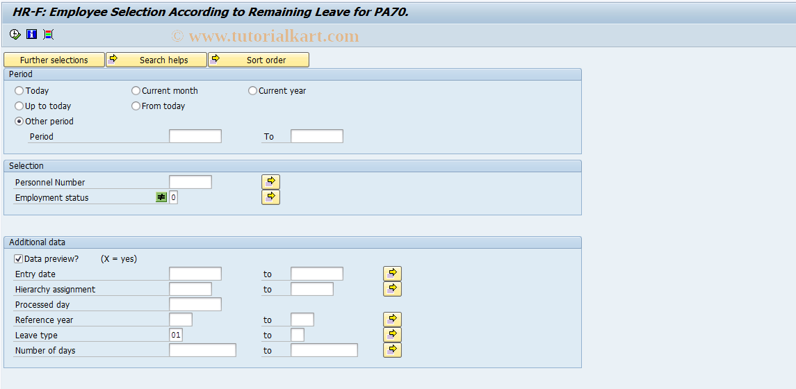 SAP TCode PC00_M06_RPTCONF10 - Employee Selection