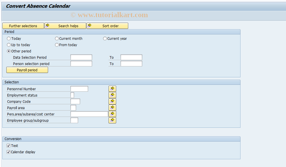 SAP TCode PC00_M06_RPUGENF0 - Convert Absence Calendar