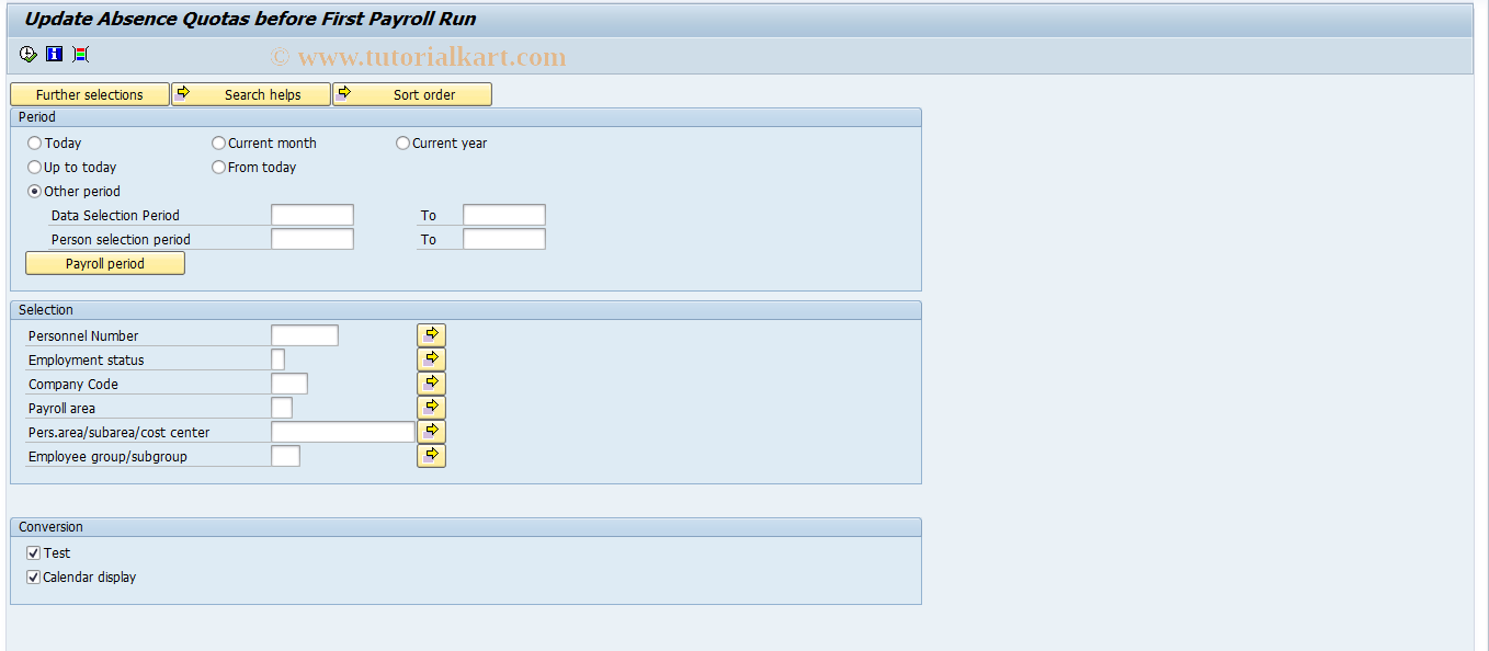 SAP TCode PC00_M06_RPUGENF10 - Update Absence Quotas