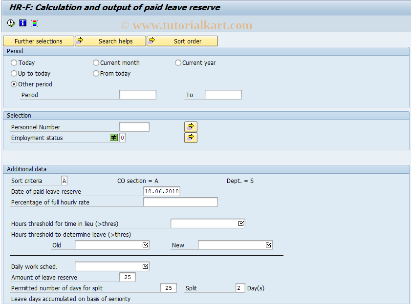 SAP TCode PC00_M06_UPRO1 - Calculate Reserve for Paid Leave