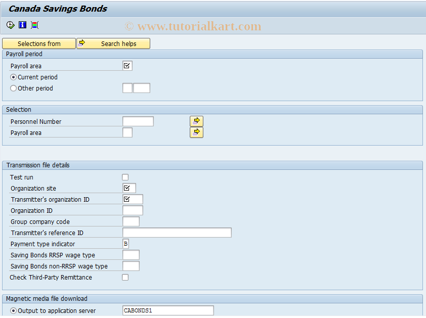 SAP TCode PC00_M07_CBS - Canada savings bonds