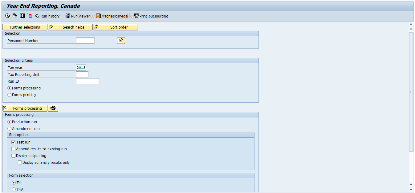SAP TCode PC00_M07_CCYR - Processing Year-end Reporting 07