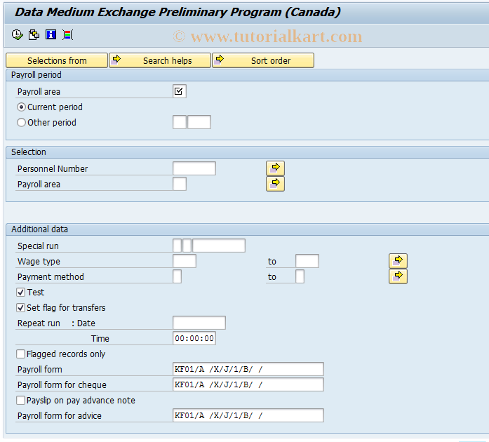 SAP TCode PC00_M07_CDTC - Advance Payment