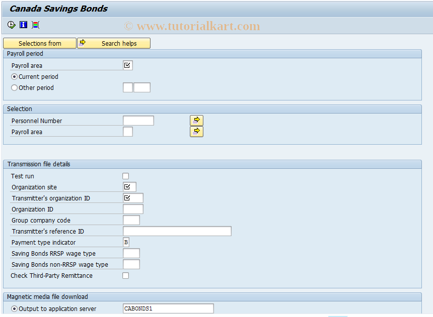 SAP TCode PC00_M07_CKSB - Canada Savings Bonds