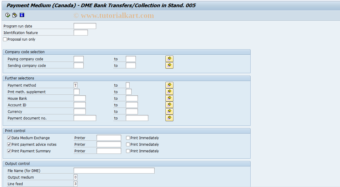 SAP TCode PC00_M07_FFOT - Create Payroll Transfer DTA 07