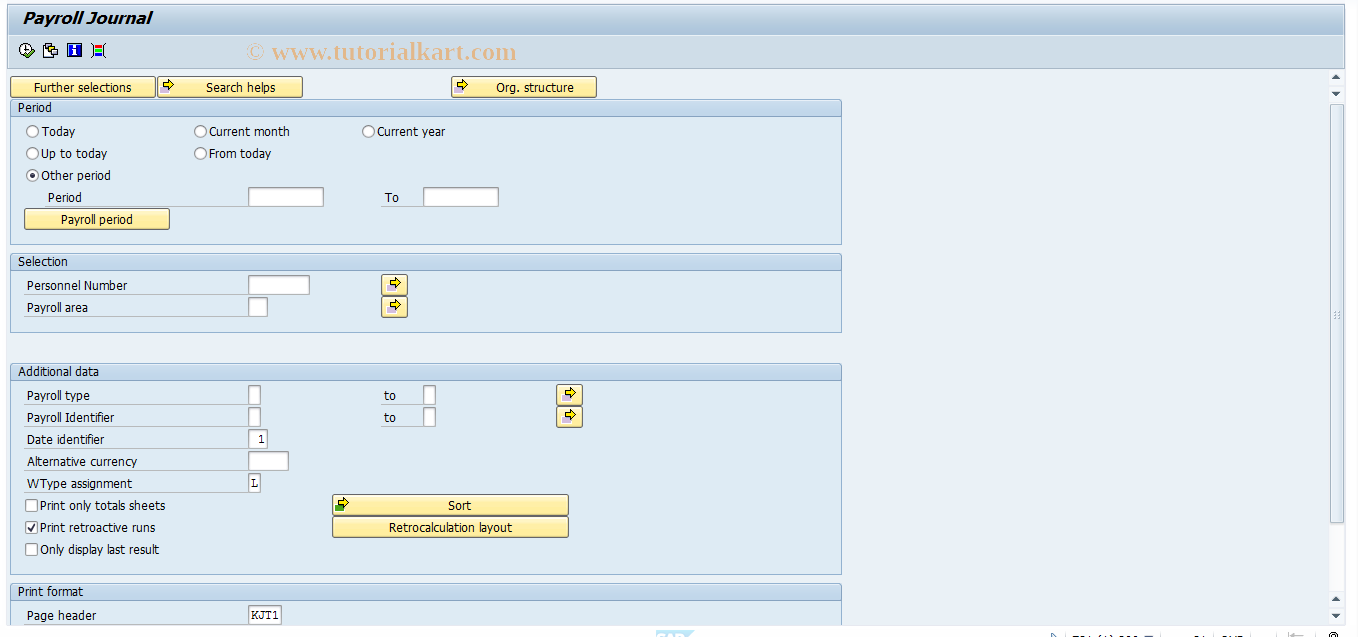 SAP TCode PC00_M07_PRJ - Payroll journal