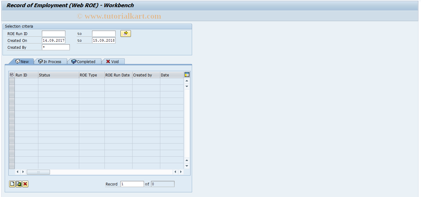 SAP TCode PC00_M07_RROE - Record of Employment (ROE)