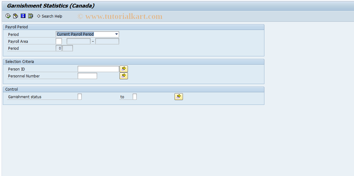 SAP TCode PC00_M07_S - Garnishment statistics (Canada)