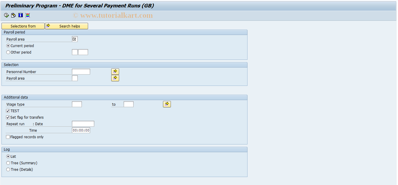 SAP TCode PC00_M08_CDTA - Payroll-transfer-prelim. program DTA-08