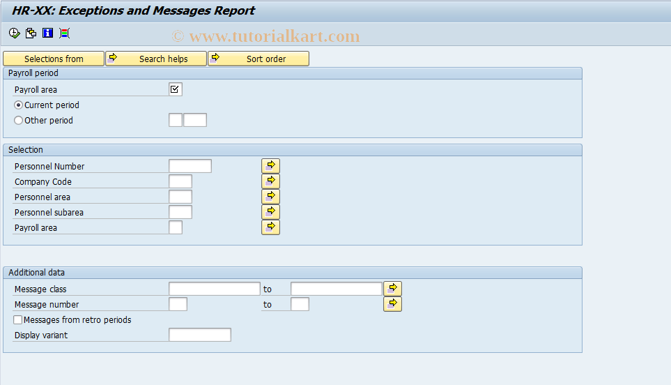 SAP TCode PC00_M08_CEXC - Exceptions 08