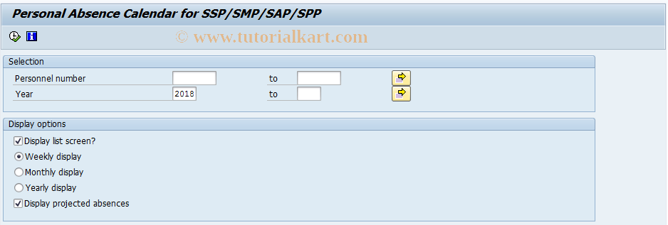 SAP TCode PC00_M08_CLPC - Absence calendar 08