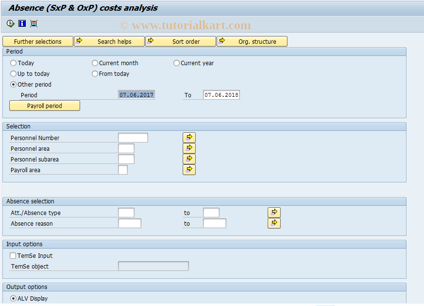 SAP TCode PC00_M08_COSTS - Absence (SxP & OxP) costs analysis