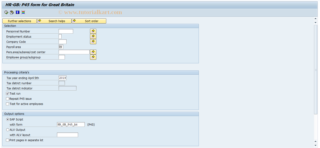 SAP TCode PC00_M08_CP45 - P45 processing 08