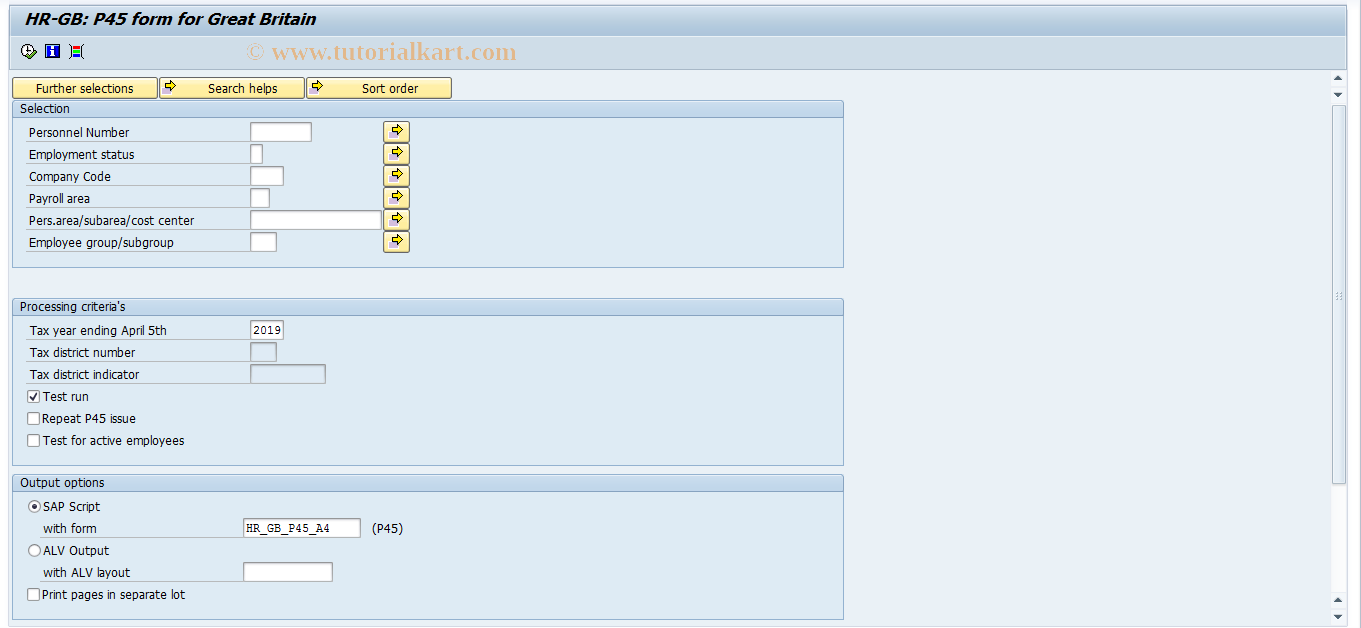 SAP TCode PC00_M08_CP45_STD - P45 processing 08