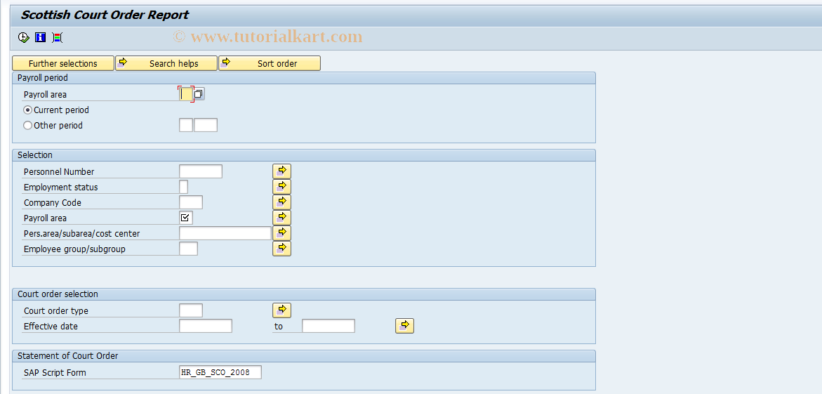 SAP TCode PC00_M08_CSCO - Statement of Court Orders