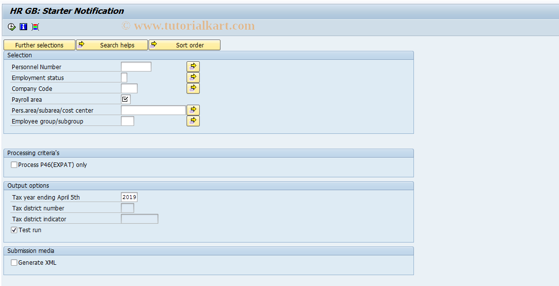 SAP TCode PC00_M08_CSTARTR - STARTER processing 08