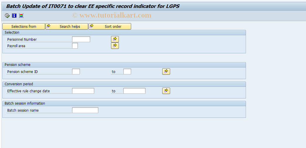SAP TCode PC00_M08_LGPS_CLR - LGPS Pension Details Override Flag C