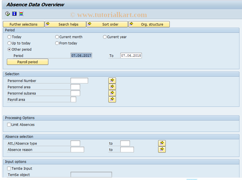 SAP TCode PC00_M08_OVERVIEW - Absence data overview
