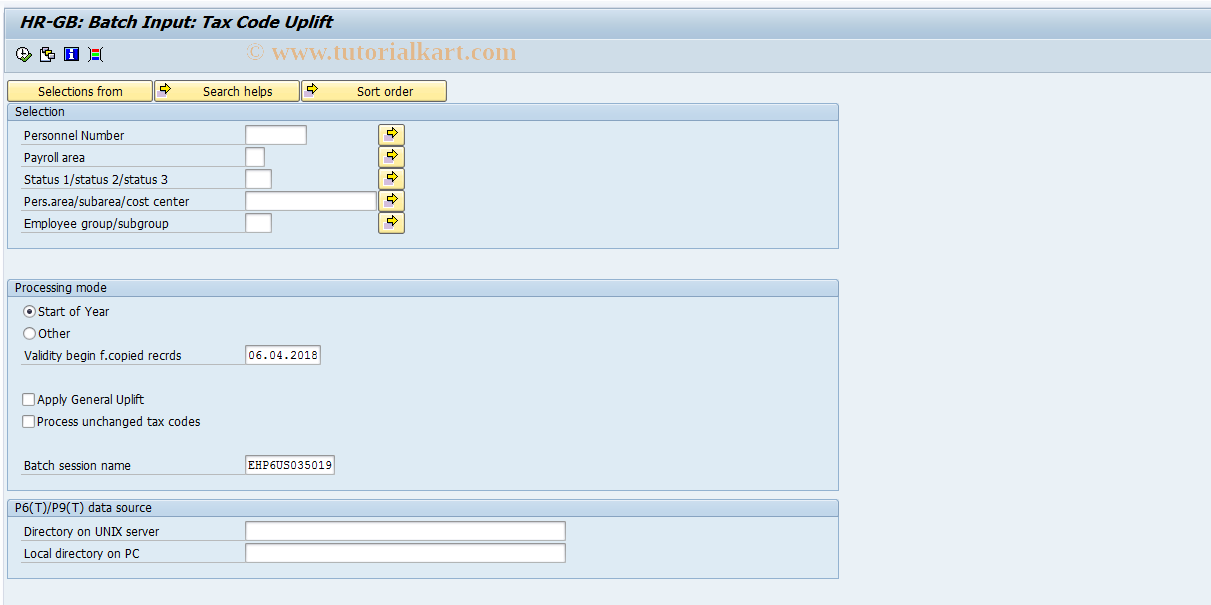 SAP TCode PC00_M08_UTCU - Start-of-year tax code update 08