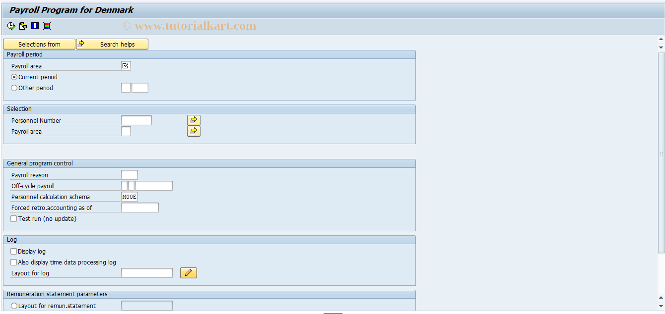 SAP TCode PC00_M09_CALC - Payroll for Denmark