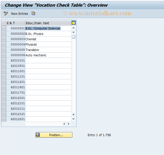 SAP TCode PC00_M09_CH22 - Change training code
