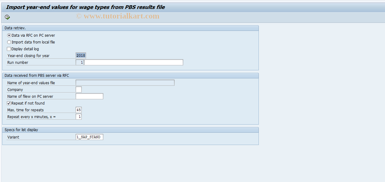 SAP TCode PC00_M09_CIMP - Import Year-End Values