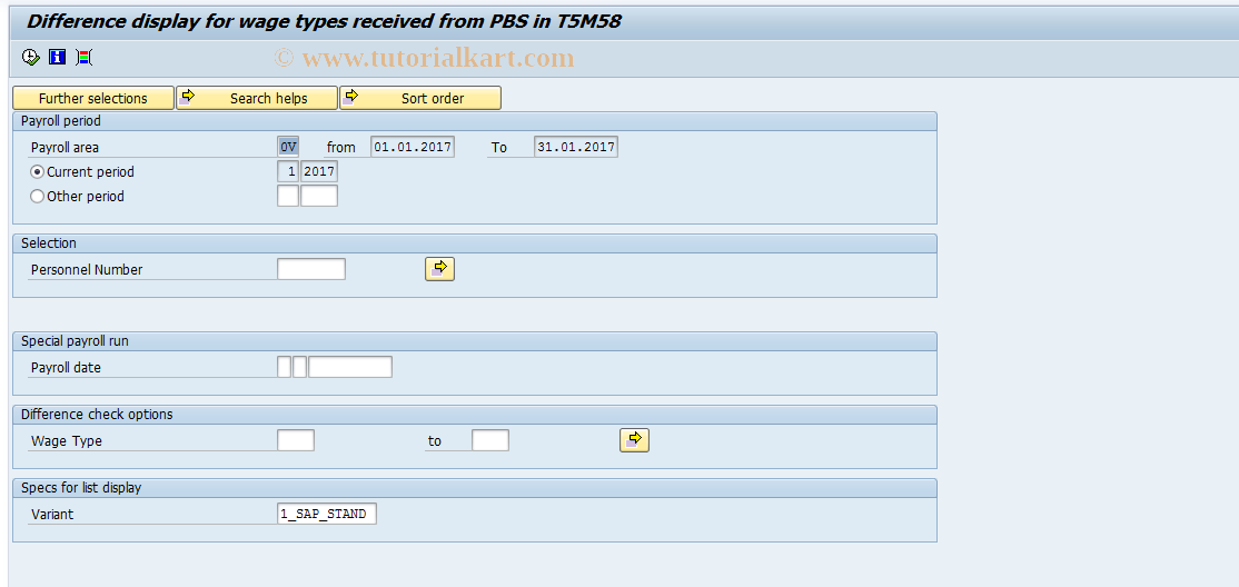 SAP TCode PC00_M09_CLGMM6 - Difference display wage types