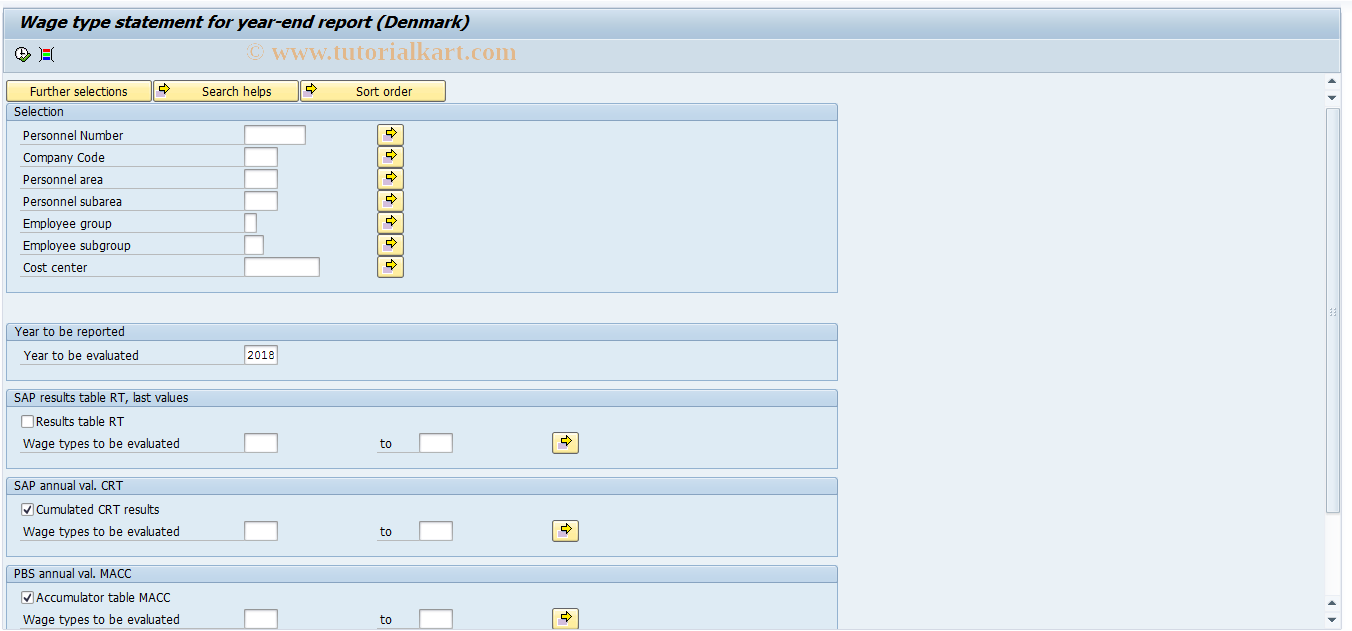 SAP TCode PC00_M09_CLGMM9 - List of Year-End Values