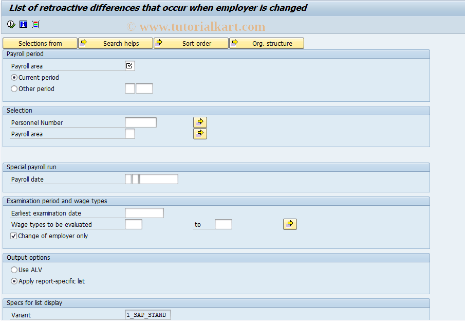 SAP TCode PC00_M09_CLLM - Change of employer