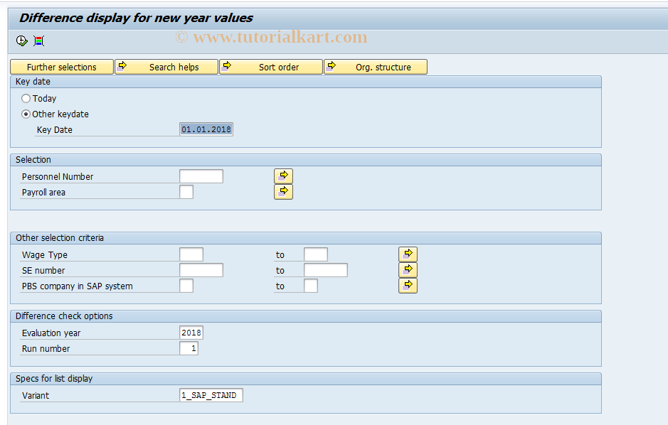 SAP TCode PC00_M09_CNYCOMP - Comparison of two new year runs