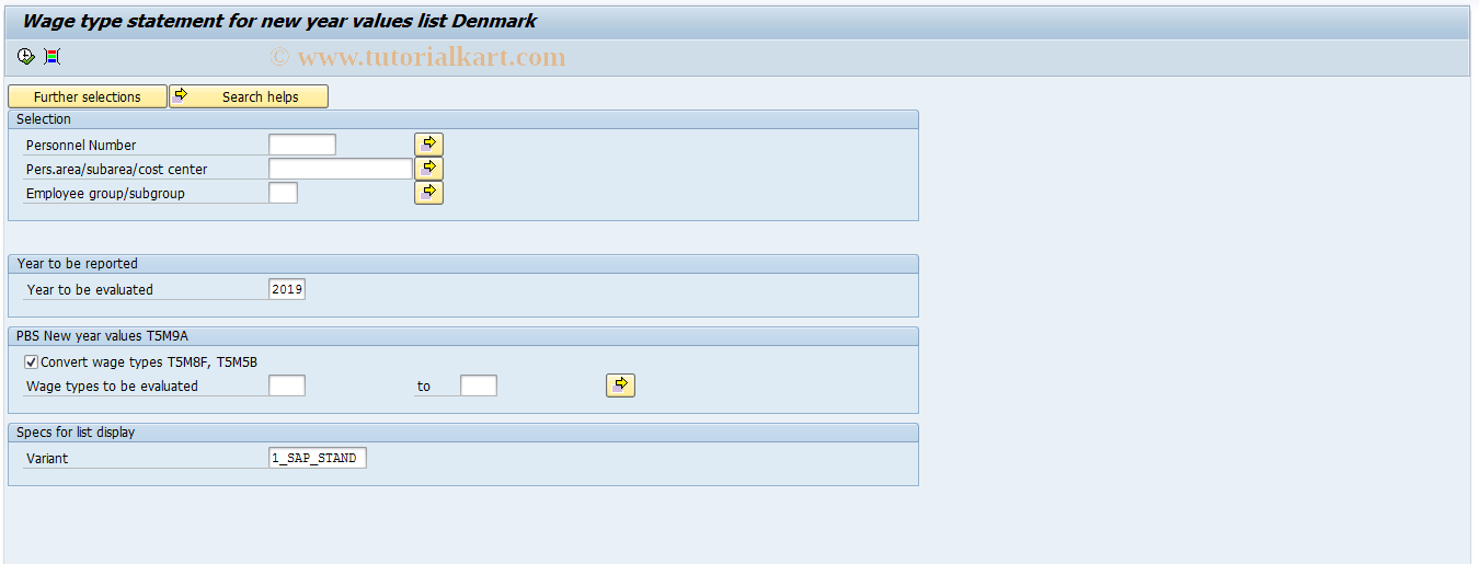 SAP TCode PC00_M09_CNYL - New year's value list