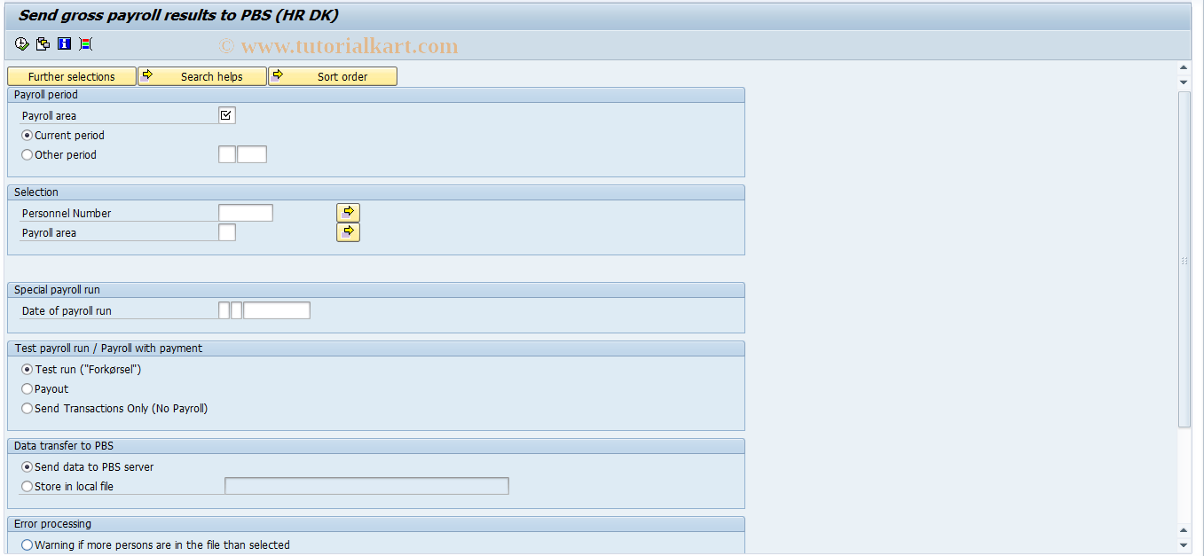 SAP TCode PC00_M09_CSND - Send gross to PBS